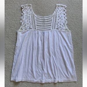 Theory Doily Crochet Tank Top Womens Sz M/L Cream Cotton Dainty Festival Hippie